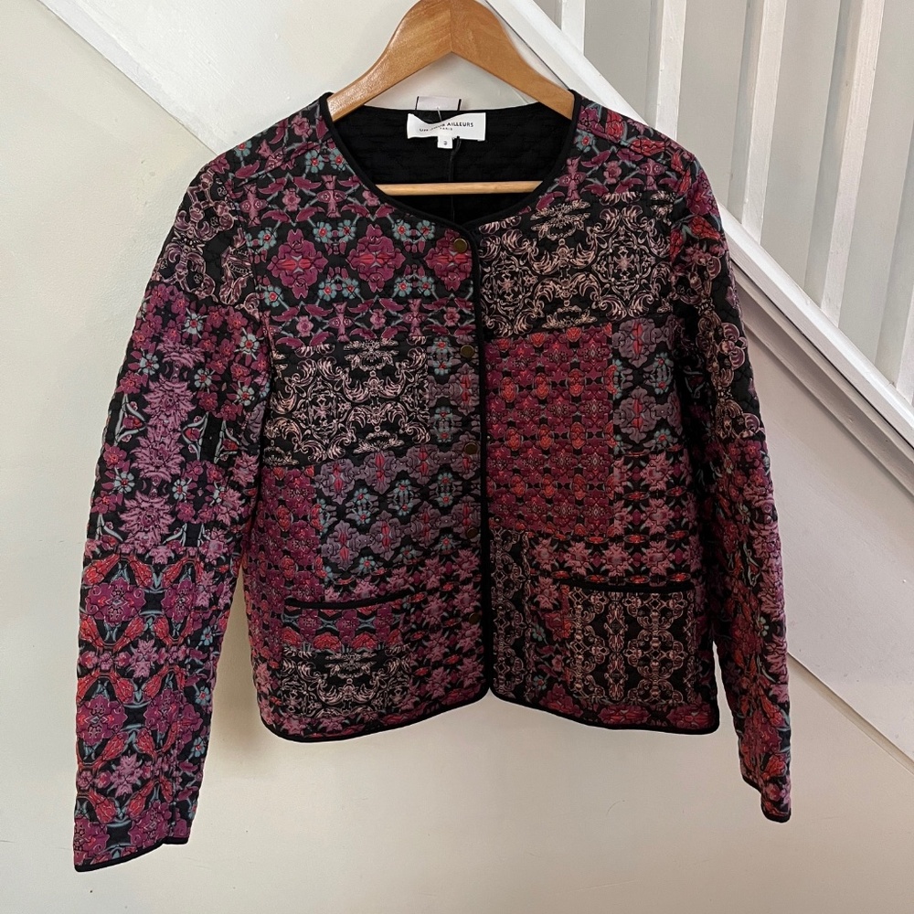 Un Jour Ailleurs Paris - Floral Quilted Button Coat-  Size 3